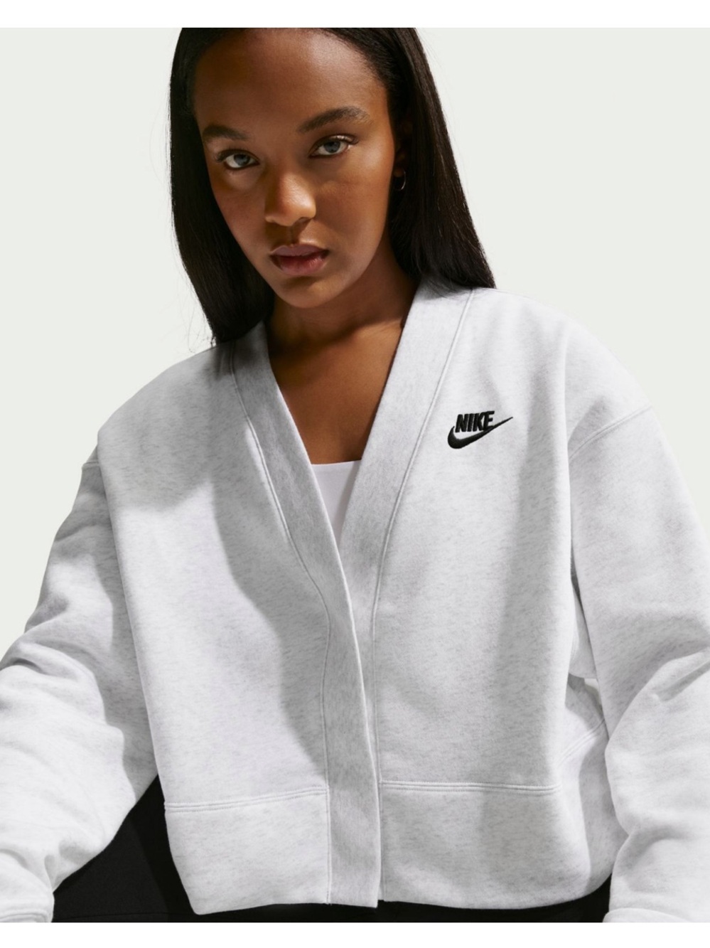 Womens Nike Birch White Cropped 3 Button Cardigan. Cotton, like new, size lg❤️